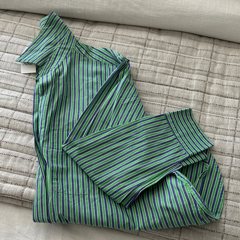 NWT French Connection Stripe Cotton Poplin Button-Up Boyfriend Shirt